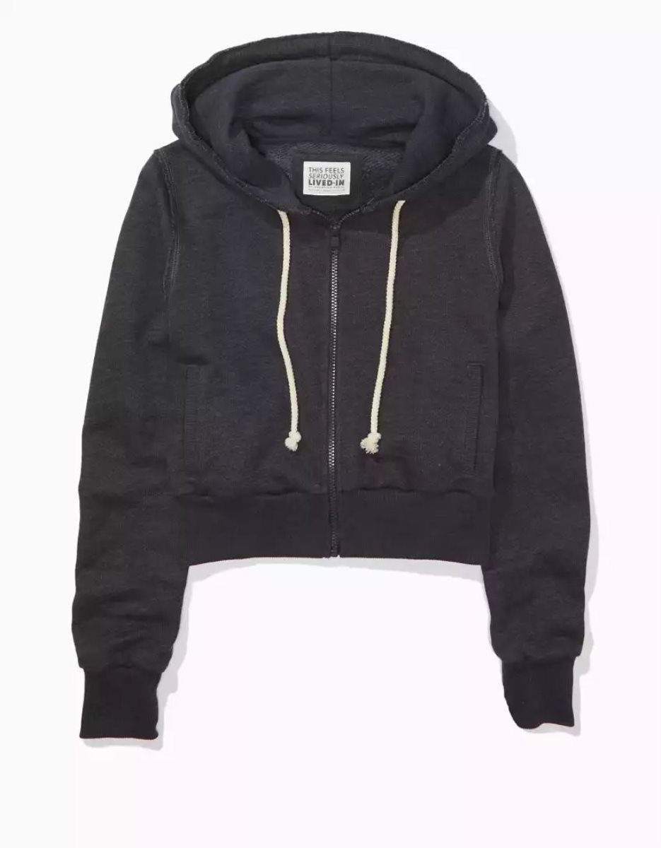 Sweat à Capuche American Eagle AE Sun Set Zip-Up Noir Femme | JBB-89140208